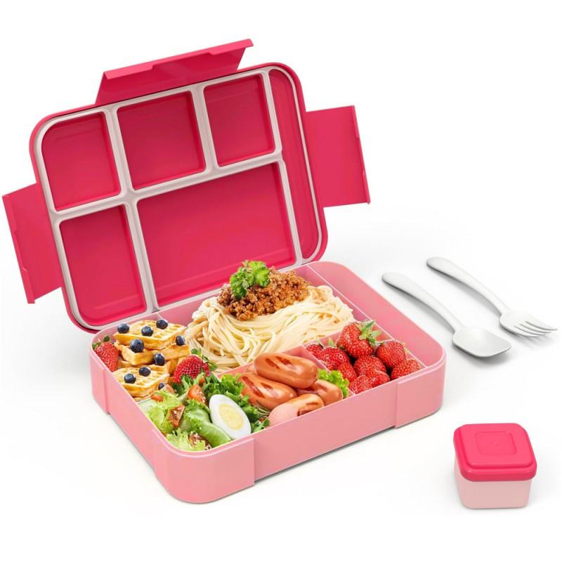 Kids Student Lunch Box With 5 Compartment Design Leakproof Microwave Safe Plastic Bento Container School Office Picnic