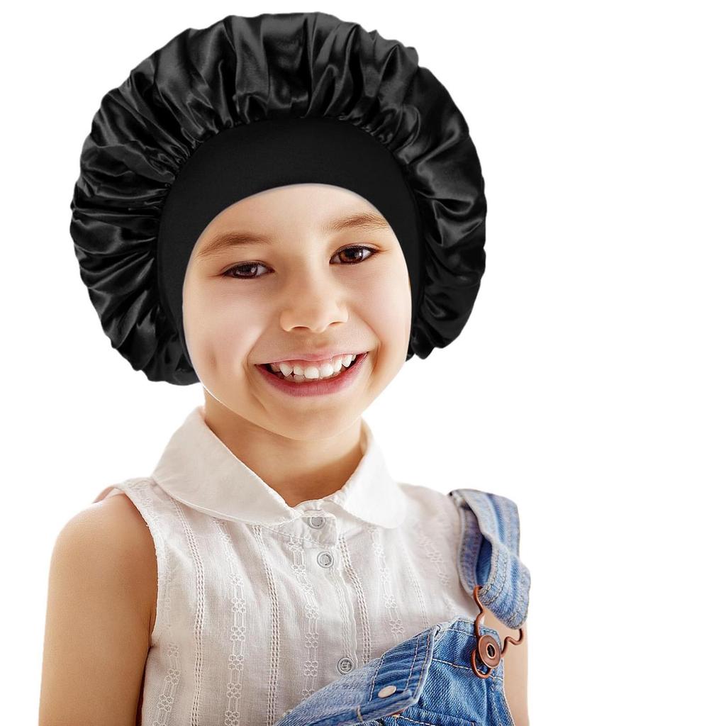 Children's Satin Sleep Cap - Soft Elastic Silk-like Hair Care Hat