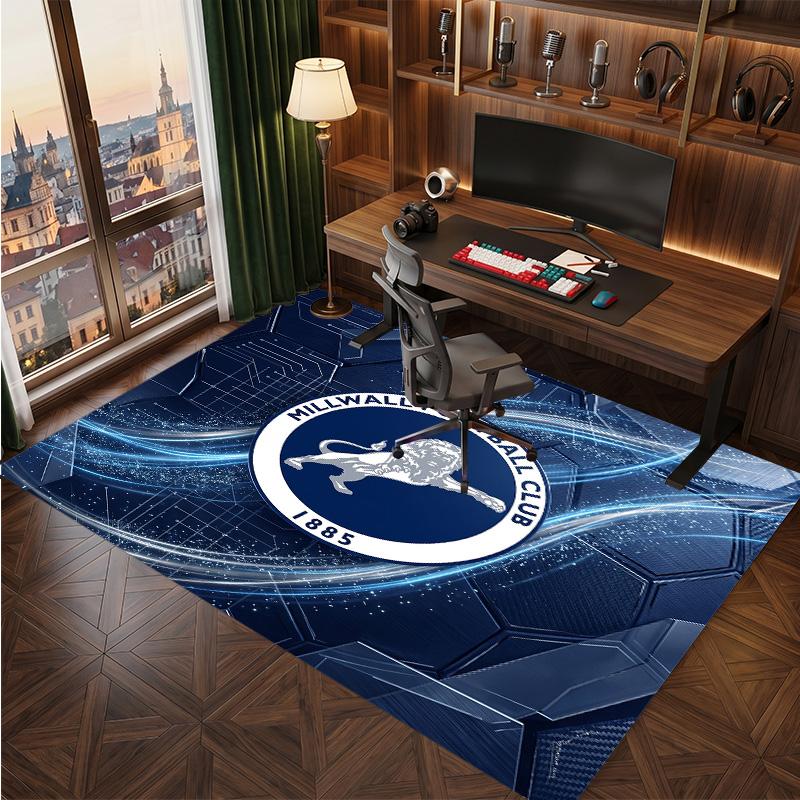 Millwall Football Print Crystal Velvet Rug, Comfortable Water Absorbent Non Slip Indoor Floor Carpet