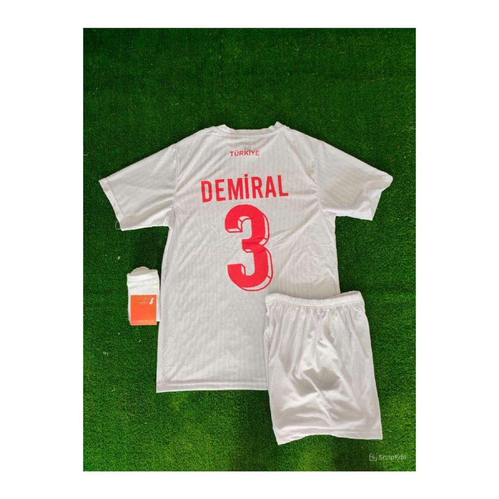 Merih Demiral Trkiye 2024 European Championship White Kids Jersey (jersey Shorts Socks)