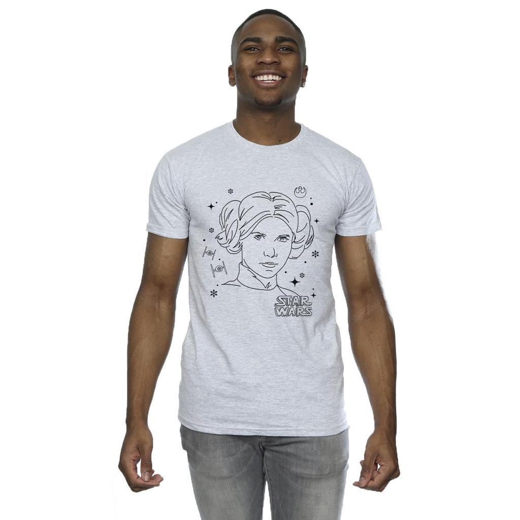 Star Wars Mens Episode IV: A New Hope Leia Christmas Sketch T-Shirt