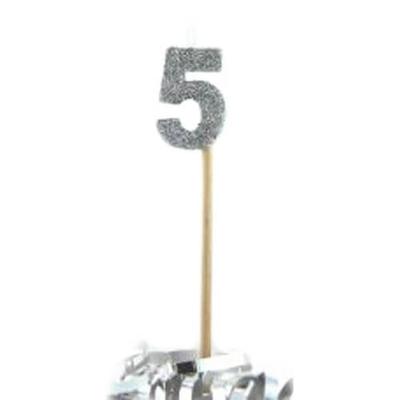 Свеча Alpen Glitter Long Stick (Серебряный) (5)