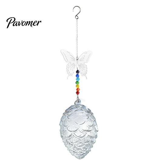 Wild Bird Feeding Supplies Pine Cone Shape Glass Hummingbird Feeder with Butterfly/Dragonfly Decor, Outdoor Hanging Easy Clean Nectar Water