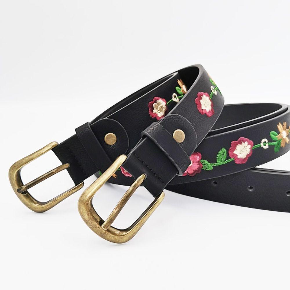 Casual Bohemian Style Waistband Retro Embroidered Floral Belt Waist Accessories