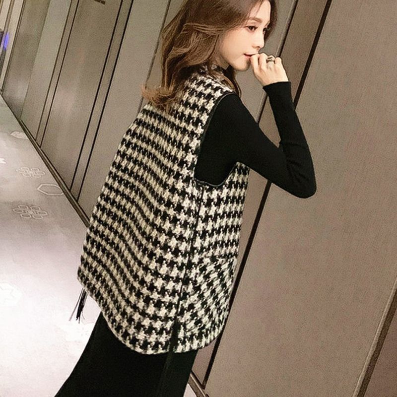 Small Fragrance Style Sleeveless Vest Coat for Women, Great for Spring and Autumn Casual and Loose-Fitting Outfits