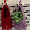 Lobster-Shaped Crochet Plant Hanger Handmade Space Saving Hanging Storage Basket Cotton Woven with Tassel Crochet Car Hanger
