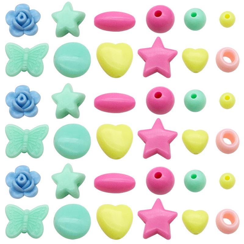 50 г Смесь акриловых бусин в форме бабочек, сердечек, круглых для DIY браслетов и ожерелий цвета макарон.