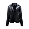 Spring and Autumn Short Leather Jacket Women's Slim Lapel Biker Jacket Diagonal Zipper Jacket Women's Coat