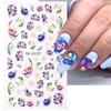 5D акварельные цветочные наклейки для ногтей с голографическими акцентами в виде листьев в фиолетовом и белом цветах