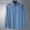 Уютная мужская джинсовая рубашка с длинным рукавом на пуговицах, повседневная винтажная прочная джинсовая рубашка свободного покроя с карманами, большие размеры