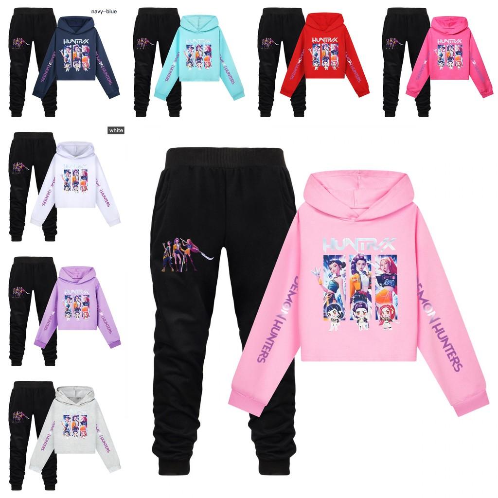 Kpop Demon Hunters Girls Cotton Casual Set With Long Sleeve Hoodie And Pants For Ages 110-170cm