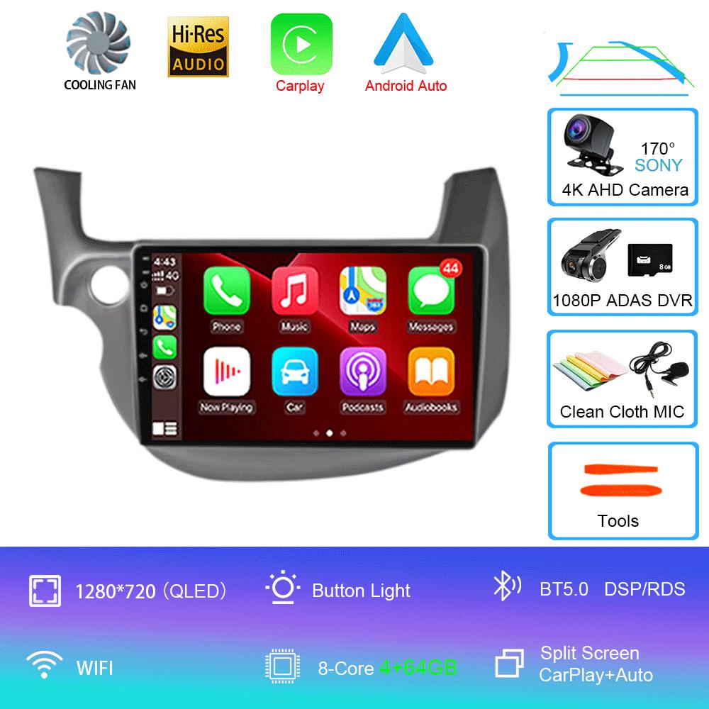 Android14 video Player Car Stereo Radio Multimedia Wireless Carplay Android Auto For HONDA FIT JAZZ 2008 - 2013 AUto GPS WIFI+4G
