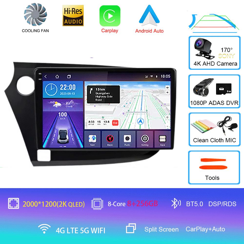 Автомобильное радио 9" Android 14 для HONDA INSIGHT 2009 - 2014 Навигация GPS Carplay Мультимедийный плеер Авто Стерео 2din DVD 360 Камера