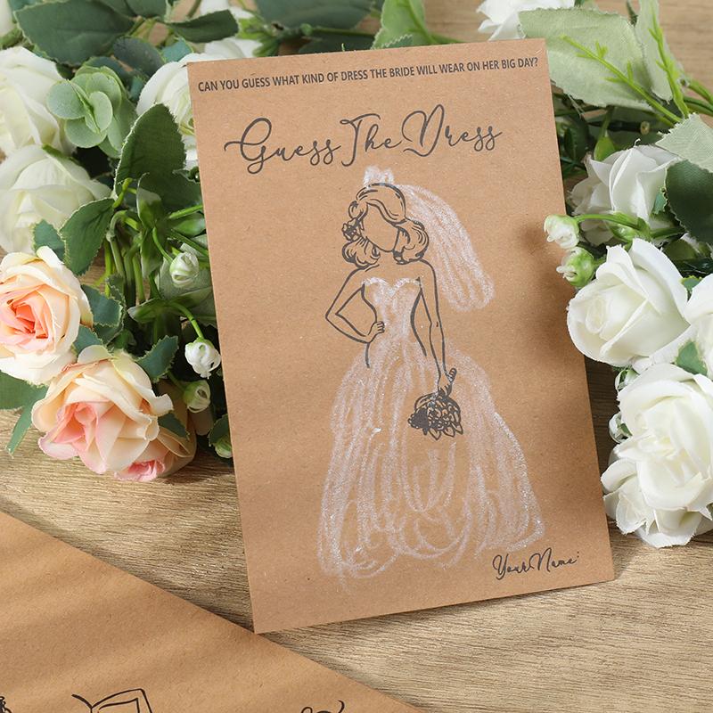 10/20sets Wedding Dress Game Card with Pens Guess the Dress Bridal Shower Painting Games Bachelorette Party Decoration Gifts
