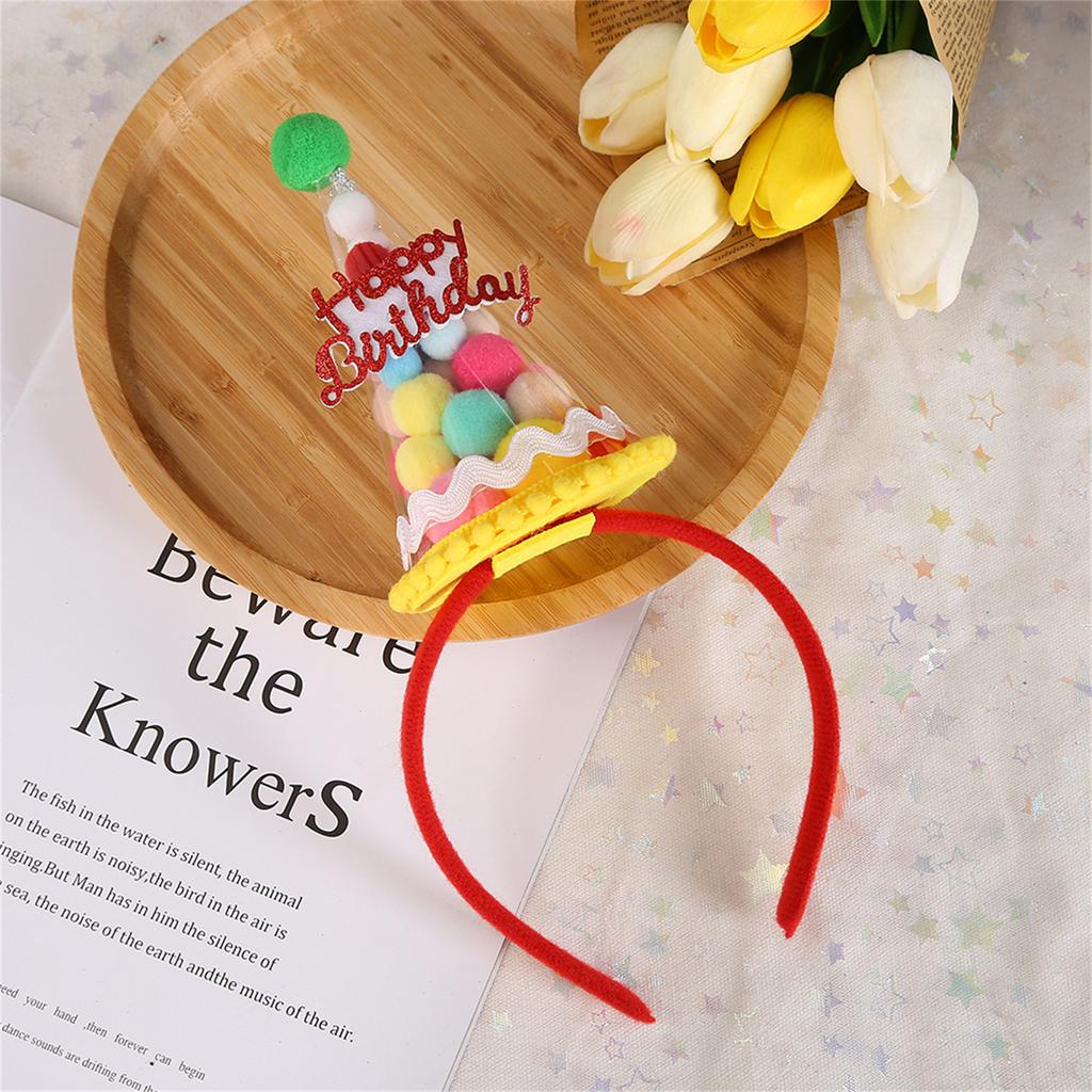 Birthday Party Hairhoop Adult Party Hat Headband Rainbow Candy Lace Hairband for Children Photography Head Accessories