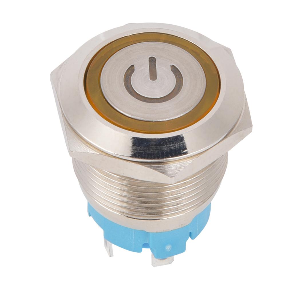 2 шт. Кнопочный переключатель 4 контакта 19 мм Круглая плоская головка Корпус из нержавеющей стали со светодиодом IP65