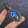 Blue Triplet Opal Gemstone Handmade Copper Wire Wrap Jewelry Pendant 2.56" C0u21