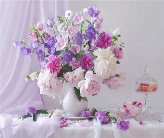 RUOPOTY Краска по номерам, цветок пиона, настенное искусство, уникальный подарок, ручная роспись на холсте, картина по номерам, уличный декор для детской комнаты