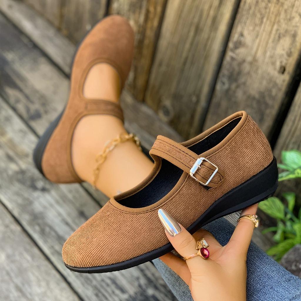 Женские балетки Комфортные Мягкая подошва Повседневные Лоферы Дизайнерские С круглым носком Туфли Мэри Джейн Женские С пряжкой Балетки Женские