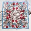 Floral Print Silk Feeling 70cm Square Scarf for Women Bandana Foulard Hairband Neckerchief Soft Satin Hijab Scarves Lady Elegant