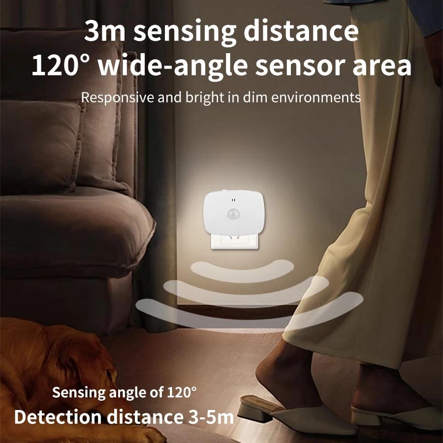 EU/US Plug LED Night Light with Motion Sensor PIR Human Induction Lamp Bedside Lamp For Bedroom Hallway Stair Night Lights