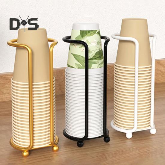 Держатель для бумажных стаканчиков для кухни, полый дизайн, 2 отделения, универсальный органайзер для одноразовых стаканчиков, стойка для хранения на офисной столешнице