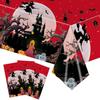 Halloween Tablecloth Spooky Ghost Printed Plastic Tablecloth Waterproof Indoor Outdoor