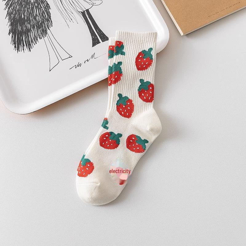 Носки средней длины с розовым цветочным принтом и надписью «Love Letter» — милые, повседневные и модные на осень/зиму