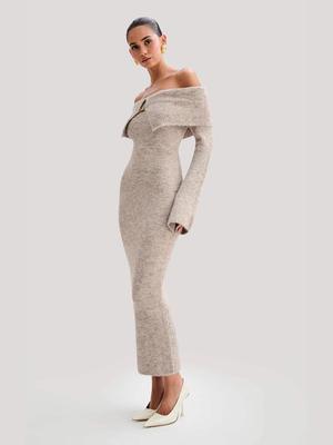 Женское трикотажное платье с одним плечом и обертыванием на бедрах, облегающее, с длинным рукавом, 2026