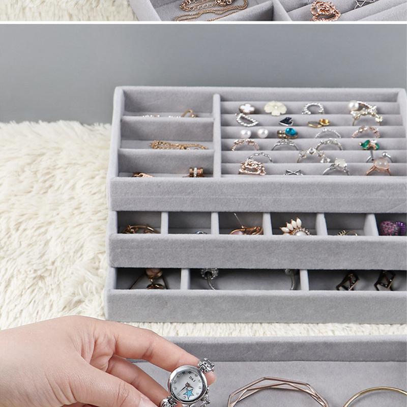 Portable Jewelry Ring Jewelry Display Organizer Box Tray Holder Earring Jewelry