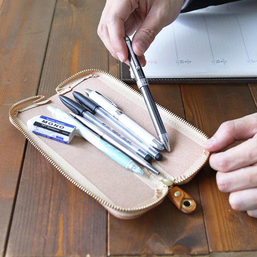 Porco Rosso Leather Pencil Case with Made from Genuine Tochigi Simple Camel Color for Men and Women Tray, Leather, Design, [sokunou]