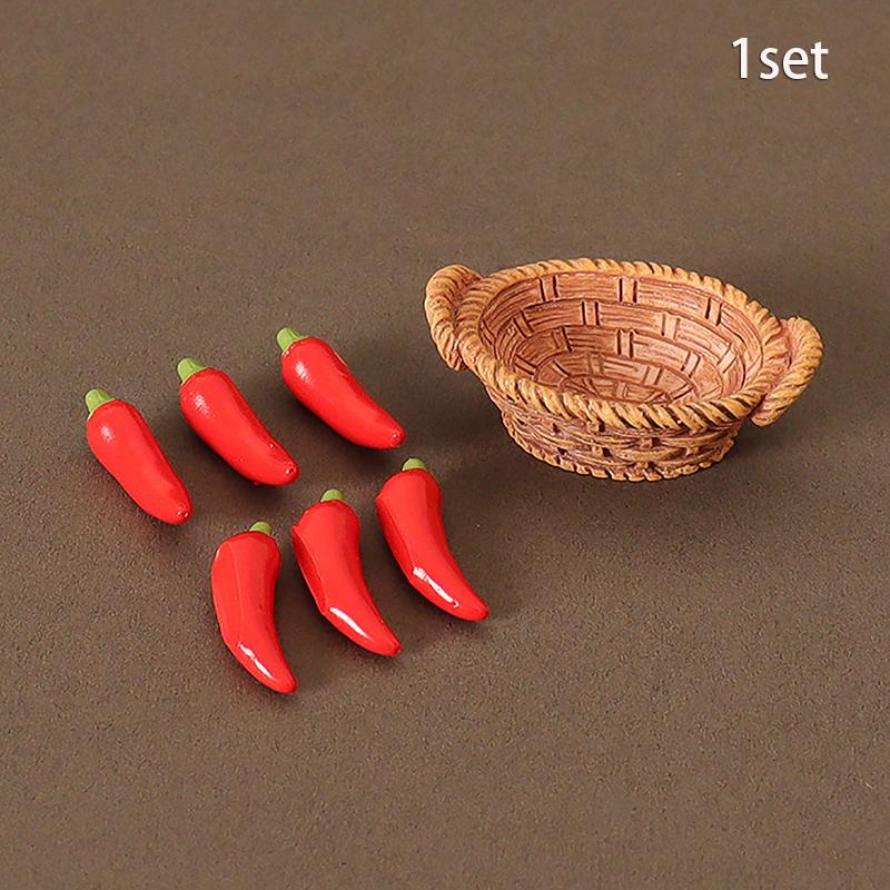 1/12 Dollhouse Simulation Vegetable Basket Set Dollhouse Vegetables Decoration Dolls House Miniature Kitchen Play Toys