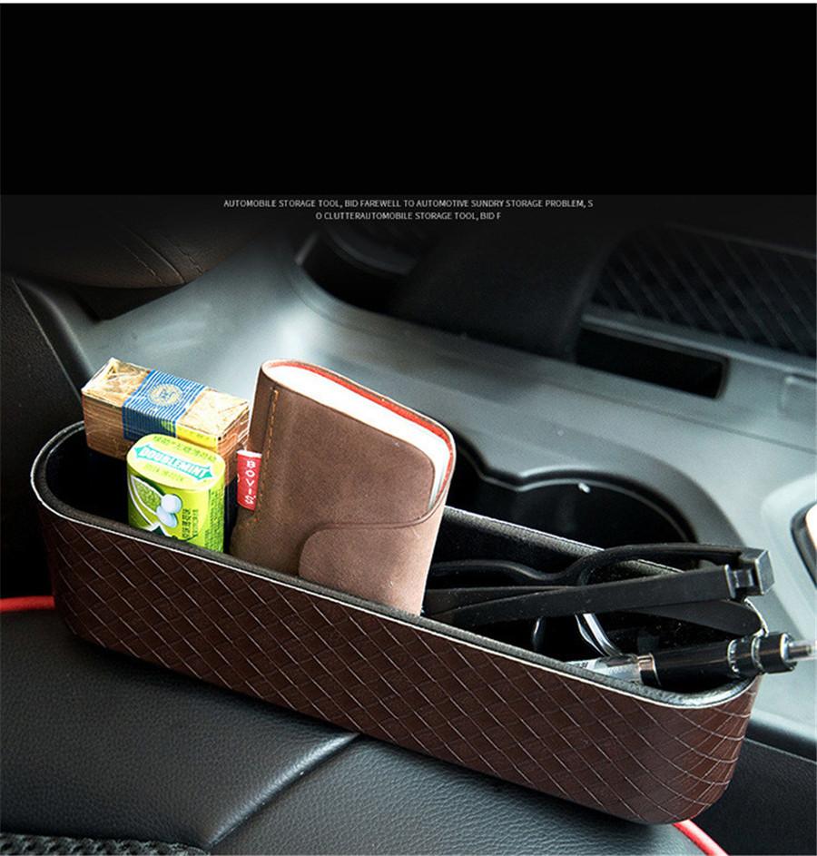 Brown Storage Box Car Organizer Seat Gap Case Pocket Car Seat Side Storage Box