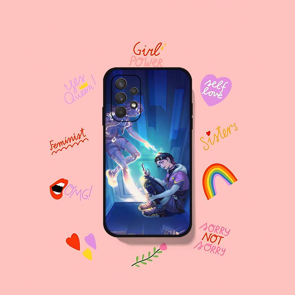 Милый чехол для телефона C-Clove V-ValorantS для Samsung Galaxy S25 S24 S23 S22 S21 FE Plus Ultra A13 A20 A32 A70 Черный чехол