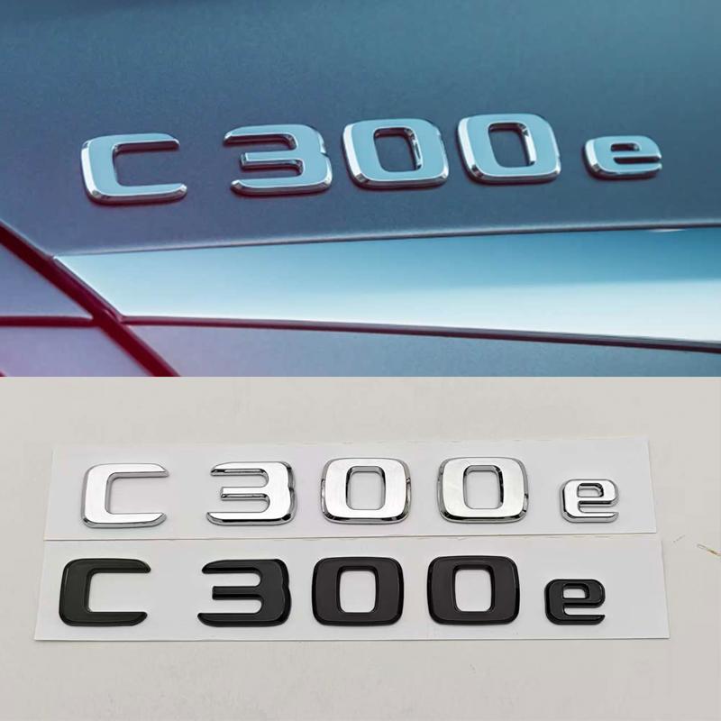 New 3D ABS Chrome Black Car Styling Logo C300e C300de Badge Rear Trunk Emblem Sticker Decals For Mercedes Benz C300e C300de W206