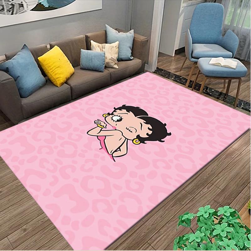 Betty Boop Print Area Rug, Multi-functional Office Chair Sofa Carpet, Easy Clean Carpet for Home and Living Spaces