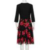Yousheng Plus Size Dress Deep V Neck A-line Double-layered Hem Mid Sleeves Flower Printing Midi Dress Prom Party Evening Dress
