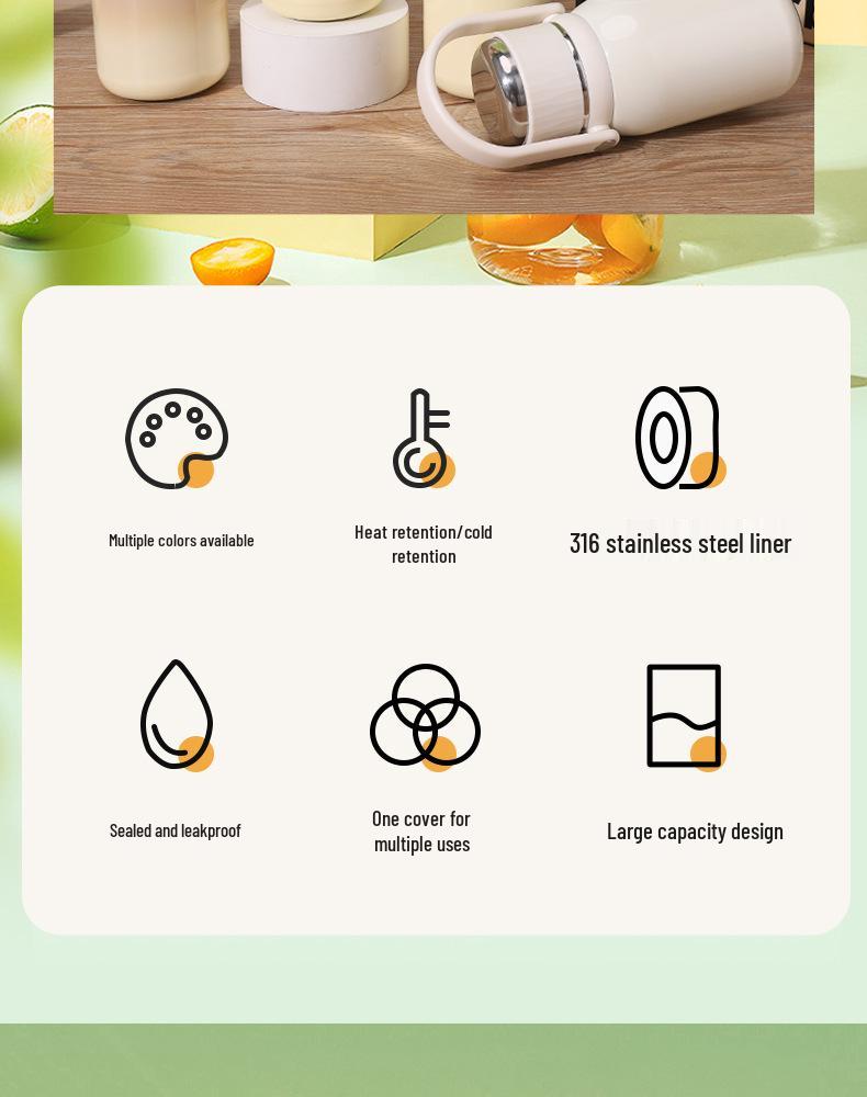 Stylish Large-Capacity Gradient 316 Stainless Steel Insulated Tea Cup, Portable and Convenient.