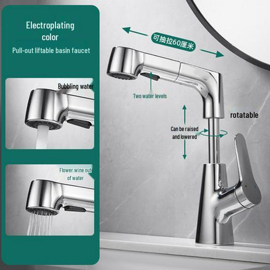 Rotating Brass Countertop Basin Faucet with Digital Display & Aerated Waterfall