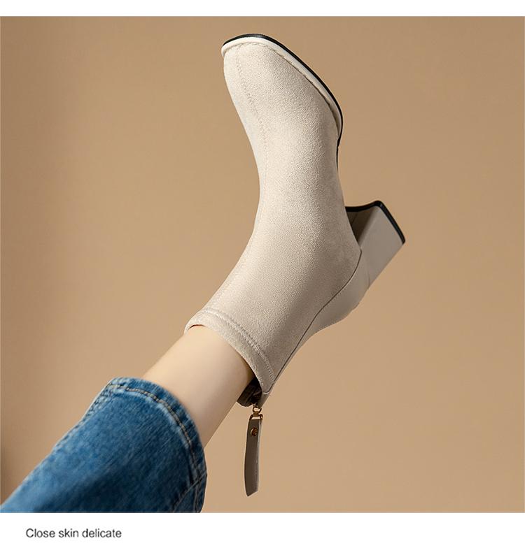 Мода 2024 Зима Новые Круглые Головки Матовая Кожа Молния Сзади Женщин Удобные и Теплые Внешние Носить Голые Сапоги Женщин