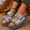 Ladies' Rhinestone Decorative Buckle Platform Slippers - Summer Open Toe Wedge Sandals with Synthetic Leather Outer Skin and PU Sole