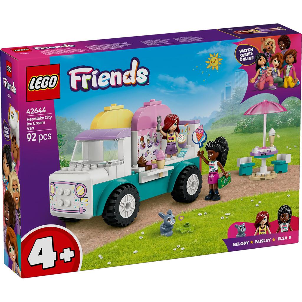 Игрушка LEGO Friends Фургончик с мороженым Хартлейк Сити, Подарок на день рождения, Обучающие строительные блоки, Ролевая игра для мальчиков и девочек, Возраст 4, 5 и 6 лет, 42644