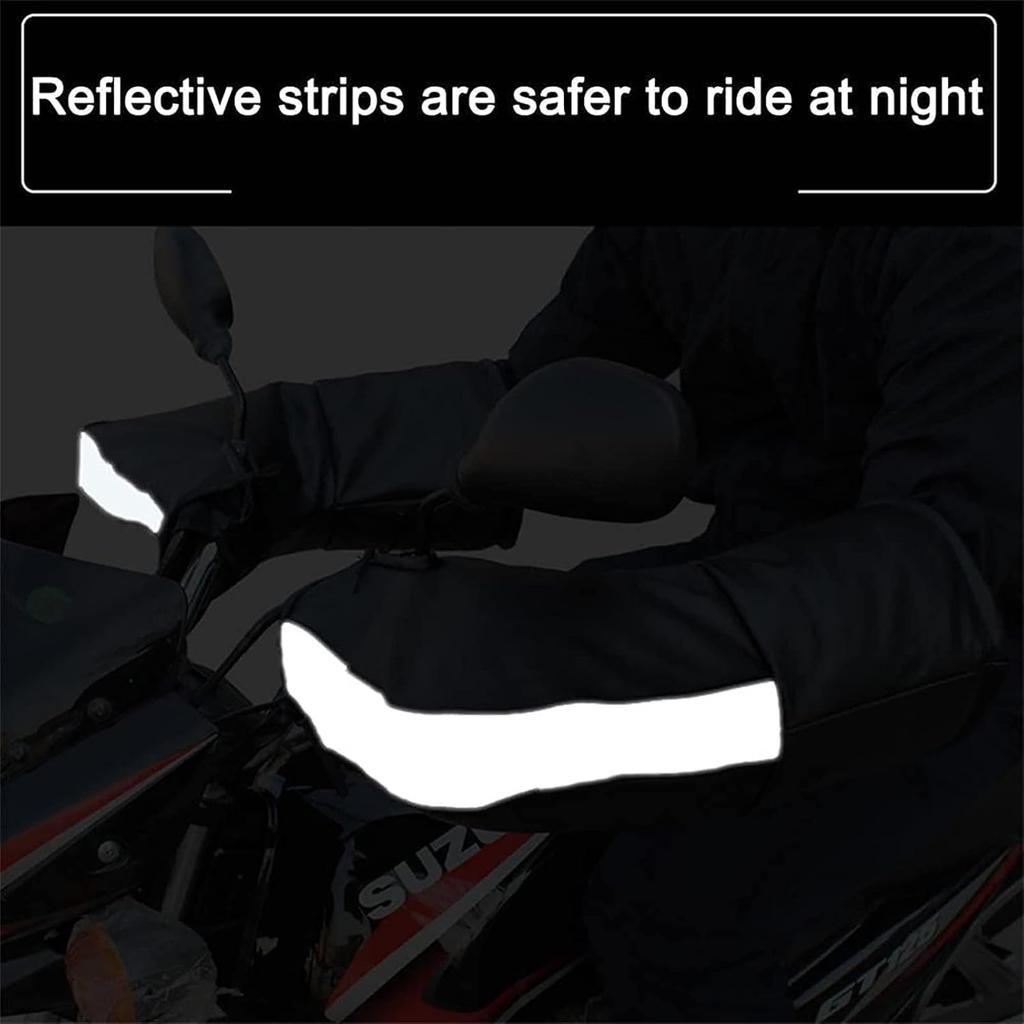 Handlebar Gloves Winter Handlebar Muffs, Motorcycle PU Leather Warm Waterproof Glovers, Motor Scooter Protection Handlebar Thermal Gloves