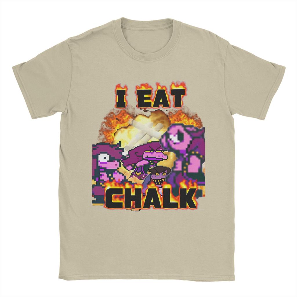 I Eat Chalk Susie Deltarune T Shirt Men Pure Cotton Vintage TShirts Round Neck Tee Shirt Short Sleeve Clothing Big Size