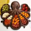 Блюдо для закусок в форме осьминога, сырная тарелка, деревянный поднос, доска для готовой еды, фруктовая тарелка, кухонные принадлежности для декора