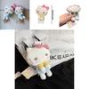 Cute Hello Kitty Plush Toy With Black Fur Keychain Bag And Backpack Accessory