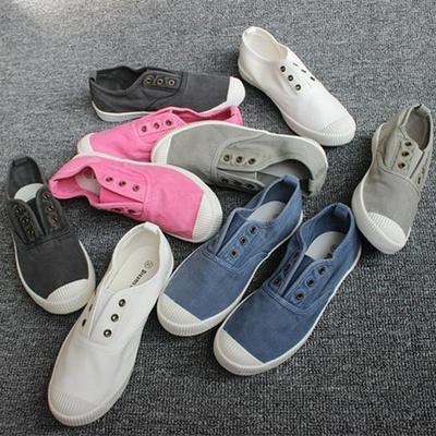 Женские парусиновые туфли в корейском стиле без застежек: Стираные, дышащие, плоские, с низким верхом, идеально подходят для лета и вождения.