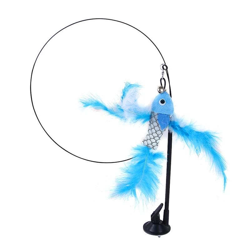 Интерактивная игрушка для кошек Handfree Cat Stick Играющий котенок Играющий тизер Палочка Игрушка на присоске Птица/перо Кошачья палочка Товары для домашних животных