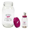 [A3674] - Mason Jar Glass Piggy Bank 'Jacques Said' Pink (don't Touch My Money) - 17x9cm