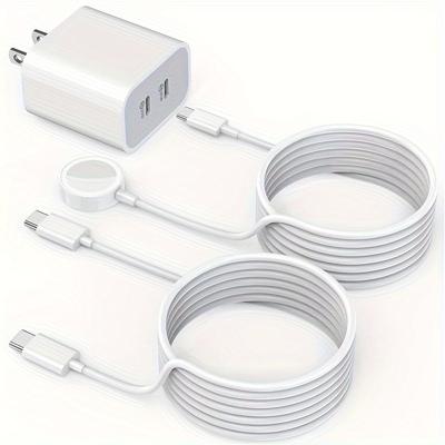Двойной 40-ваттный штекер USB C для зарядки с 6-футовым магнитным кабелем USB-C для быстрой зарядки C/iWatch для Apple Watch Series и iPhone 15